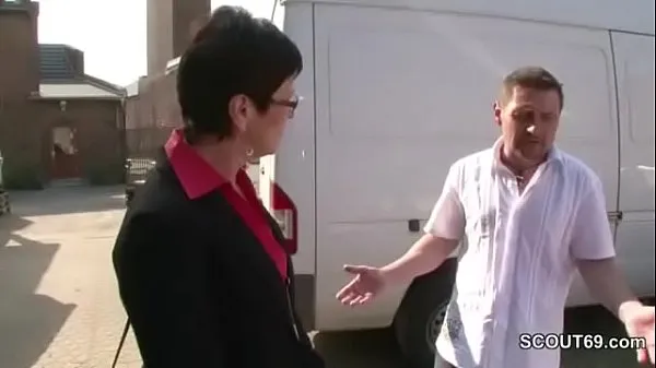XXX German Short Hair Mature Bailiff Seduce to Fuck Outdoor on Car by Big Dick Client mega Videos
