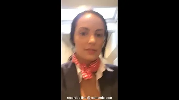 XXX Flight attendant uses in-flight wifi to cam on camsoda mega Videos