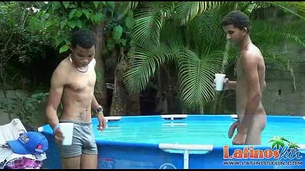 XXX Spicy twink boys cool off in the pool after sex mega Videos