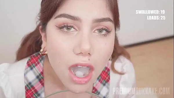 XXX PremiumBukkake - Marina Gold swallows 48 huge mouthful cumshots mega Videos